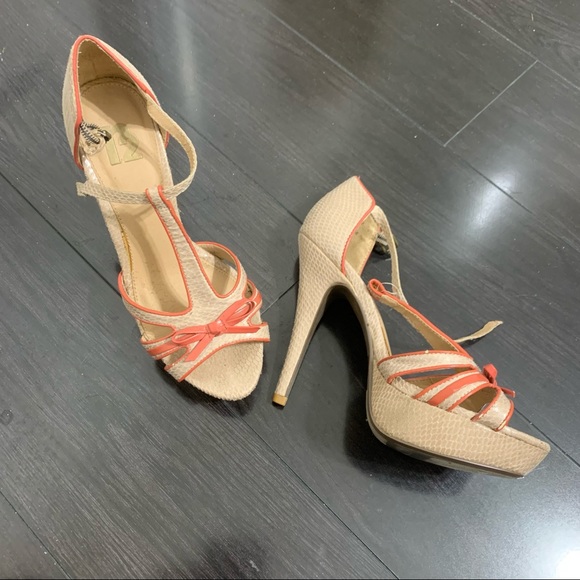 orange tan strap heels - Picture 2 of 2